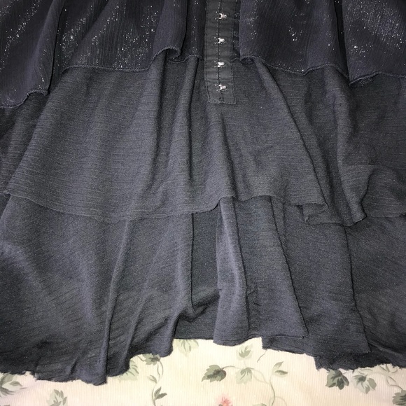 Free People GREY Peplum Tiered Shimmer Ruffle Top - Picture 4 of 8